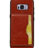 Staand Back Cover 1 Pasjes voor Galaxy S8 Bruin