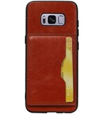 Staand Back Cover 1 Pasjes voor Galaxy S8 Bruin