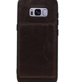 Staand Back Cover 1 Pasjes voor Galaxy S8 Mocca