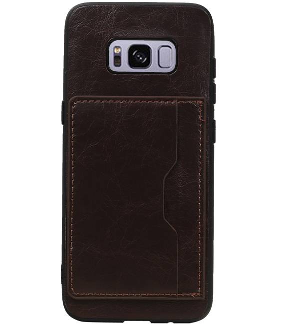 Staand Back Cover 1 Pasjes voor Galaxy S8 Mocca