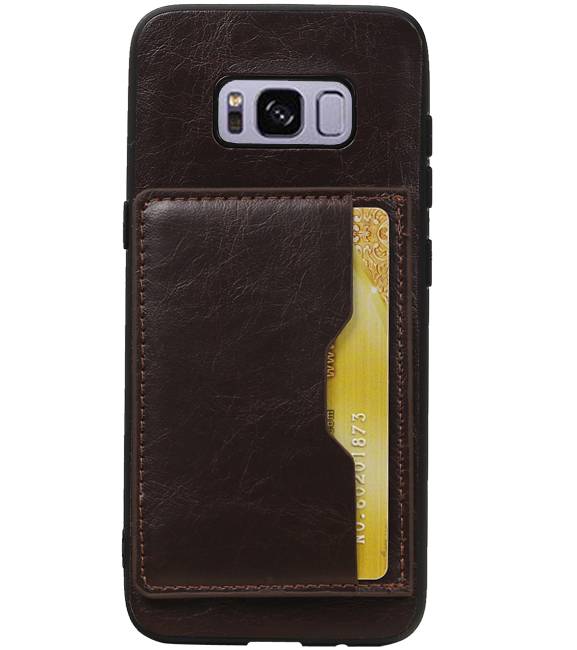 Staand Back Cover 1 Pasjes voor Galaxy S8 Mocca