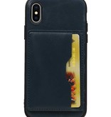 Staand Back Cover 1 Pasjes voor iPhone X Navy