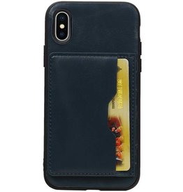 Staand Back Cover 1 Pasjes voor iPhone X Navy