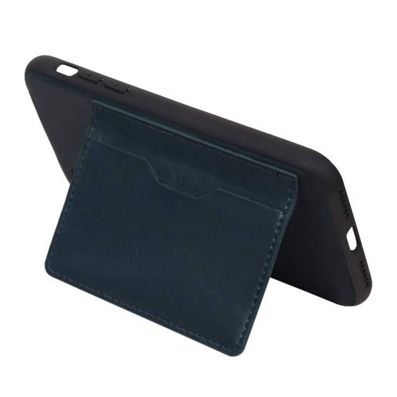Staand Back Cover 1 Pasjes voor iPhone X Navy