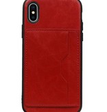 Staand Back Cover 1 Pasjes voor iPhone X Rood