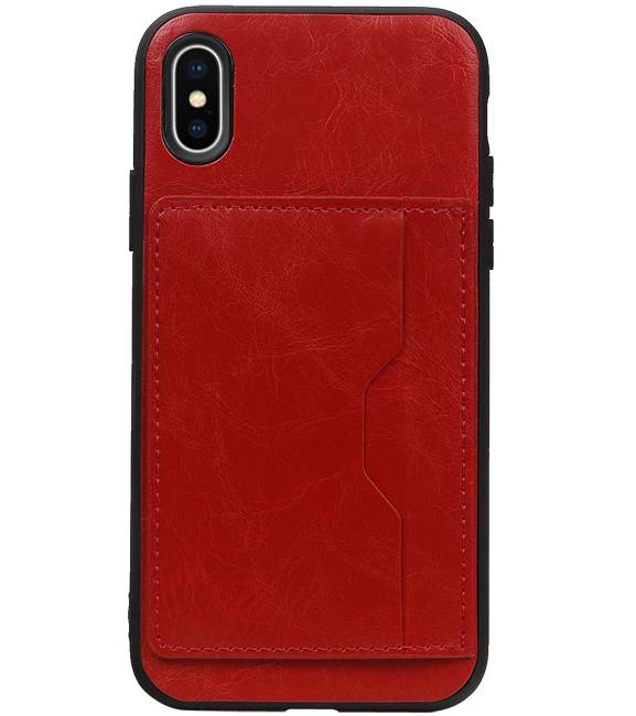 Staand Back Cover 1 Pasjes voor iPhone X Rood