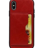 Staand Back Cover 1 Pasjes voor iPhone X Rood