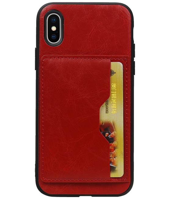 Staand Back Cover 1 Pasjes voor iPhone X Rood