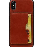 Staand Back Cover 1 Pasjes voor iPhone X Bruin