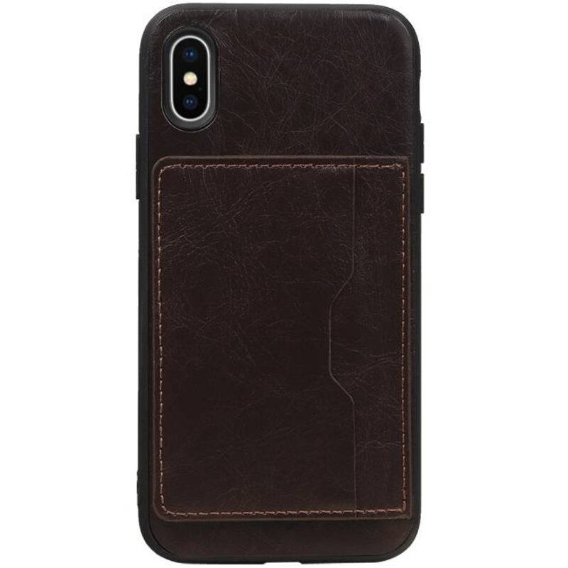 Stehender Rückendeckel 1 Pässe für iPhone X Mocca