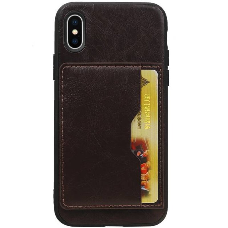 Stehender Rückendeckel 1 Pässe für iPhone X Mocca