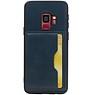 Staand Back Cover 1 Pasjes voor Galaxy S9 Navy