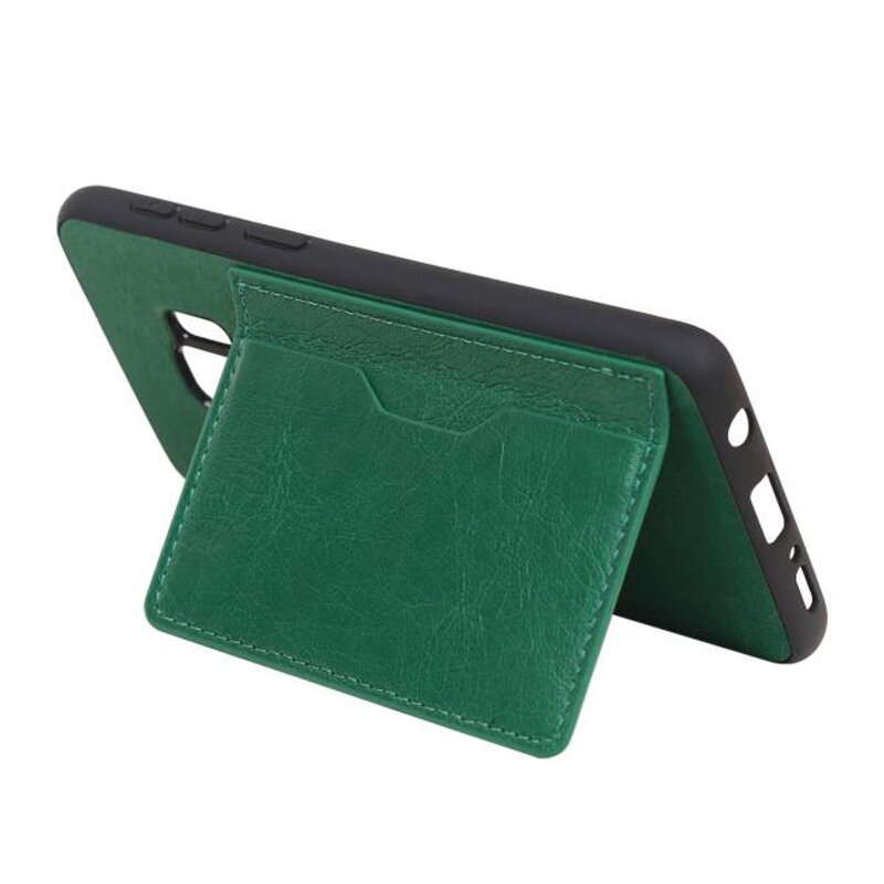 Staand Back Cover 1 Pasjes voor Galaxy S9 Groen