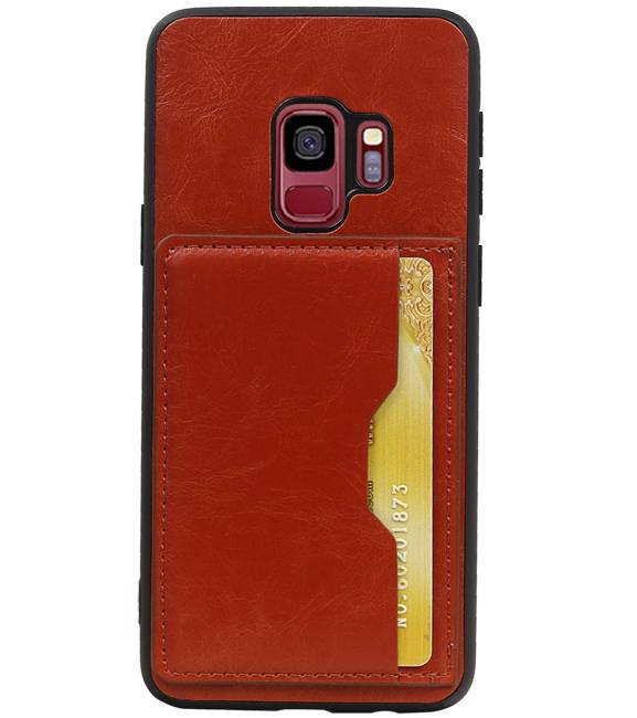 Portræt Bag Cover 1 Kort til Galaxy S9 Brown