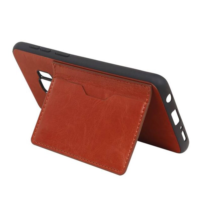 Staand Back Cover 1 Pasjes voor Galaxy S9 Bruin