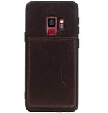 Stand Back Cover 1 Cartes pour Galaxy S9 Mocca