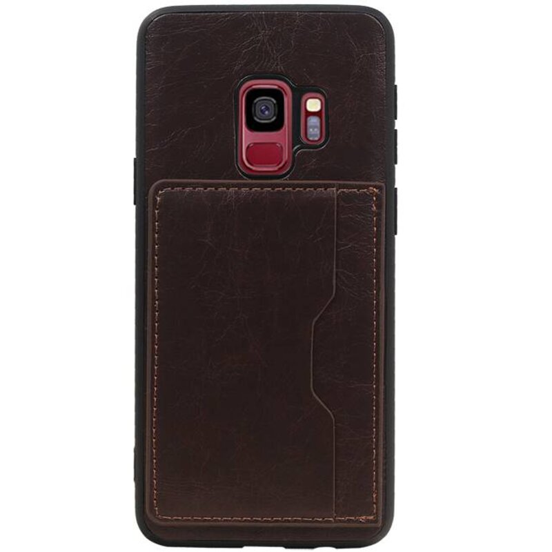 Staand Back Cover 1 Pasjes voor Galaxy S9 Mocca