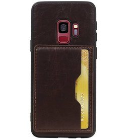 Stand Back Cover 1 Cartes pour Galaxy S9 Mocca