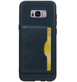 Staand Back Cover 1 Pasjes voor Galaxy S8 Plus Navy