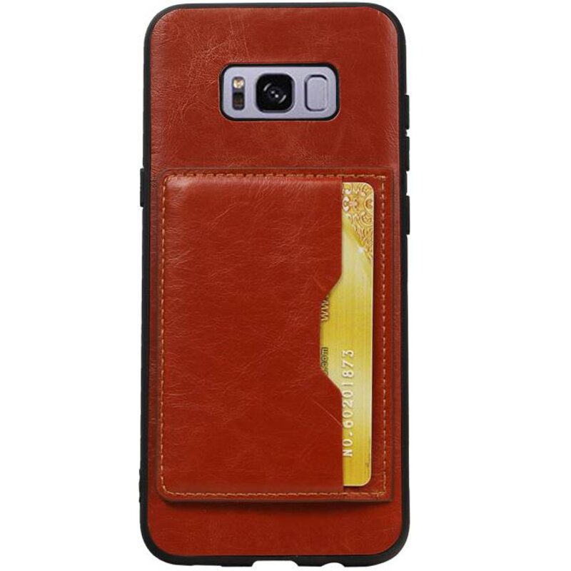 Portræt Bag Cover 1 Kort til Galaxy S8 Plus Brown