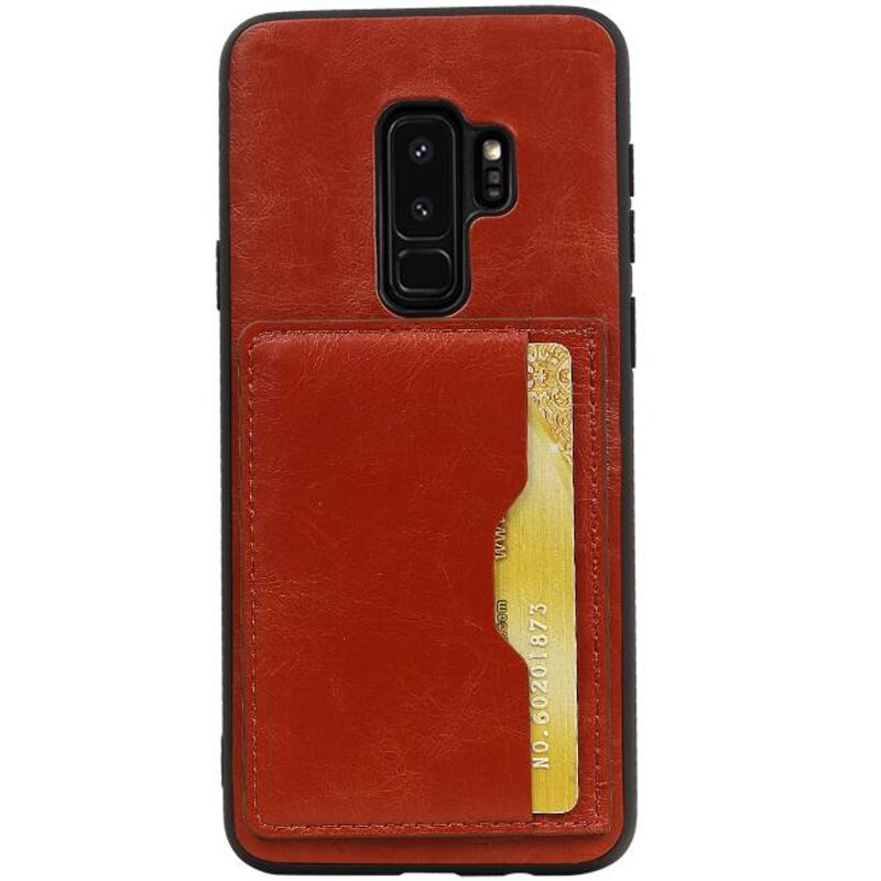 Staand Back Cover 1 Pasjes voor Galaxy S9 Plus Bruin