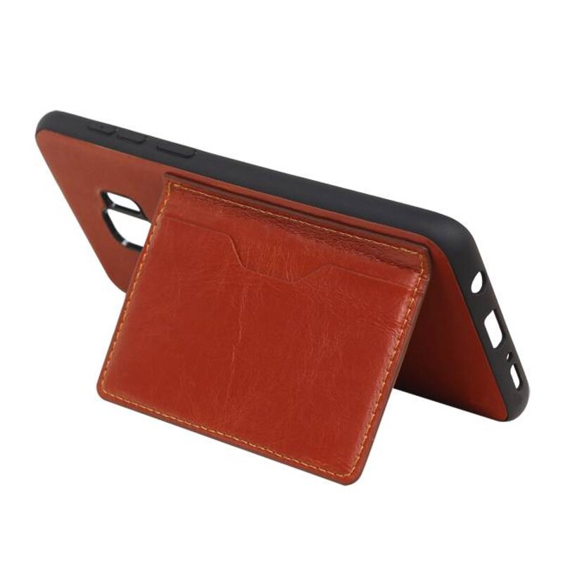 Staand Back Cover 1 Pasjes voor Galaxy S9 Plus Bruin