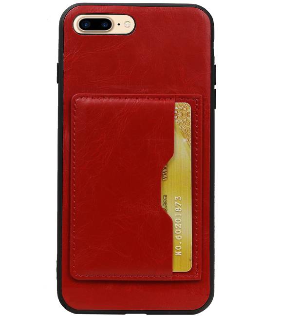Staand Back Cover 1 Pasjes voor iPhone 8 Plus Rood