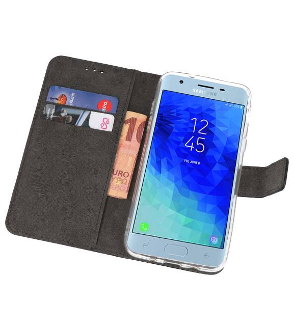 Wallet Cases Hoesje voor Galaxy J3 2018 Zwart