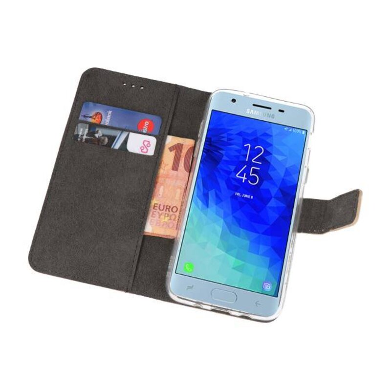 Wallet Cases Hoesje voor Galaxy J3 2018 Goud