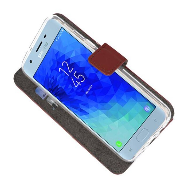 Wallet Cases Hoesje voor Galaxy J3 2018 Bruin