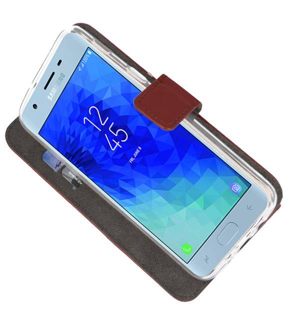 Estuche para Estuche Wallet para Galaxy J3 2018 Marrón