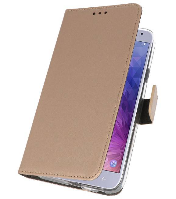 Wallet Cases Tasche für Galaxy J4 2018 Gold