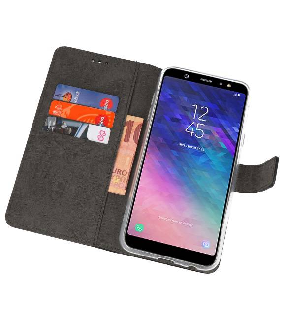 Wallet Cases Hoesje voor Galaxy A6 Plus (2018) Zwart
