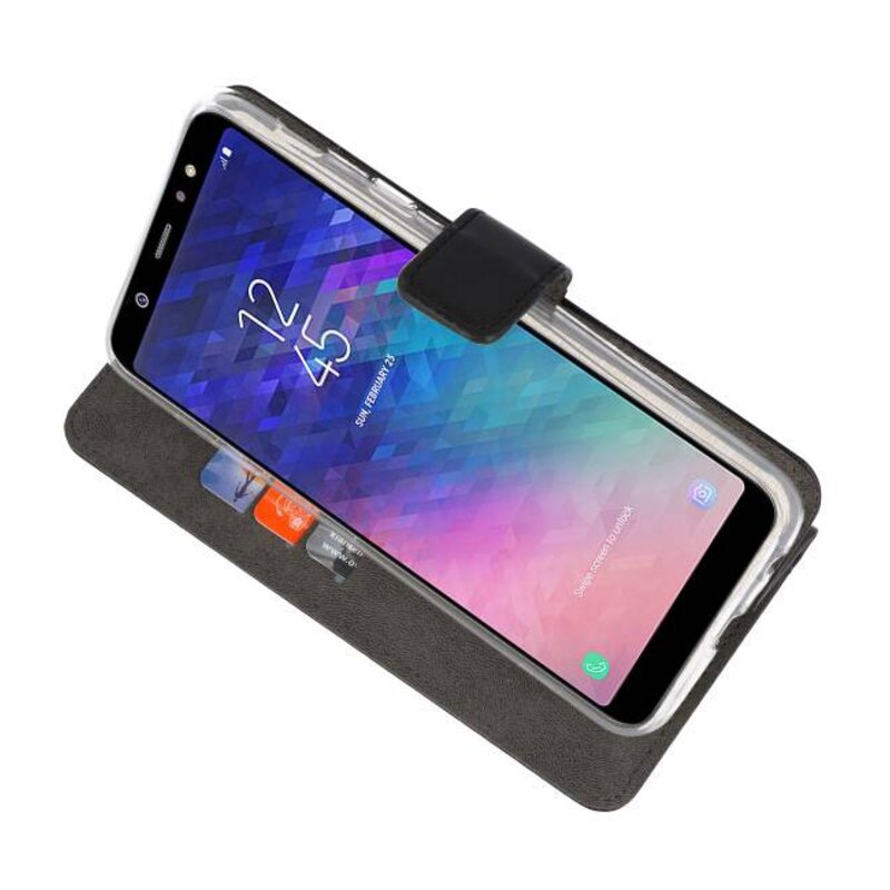 Wallet Cases Hoesje voor Galaxy A6 Plus (2018) Zwart