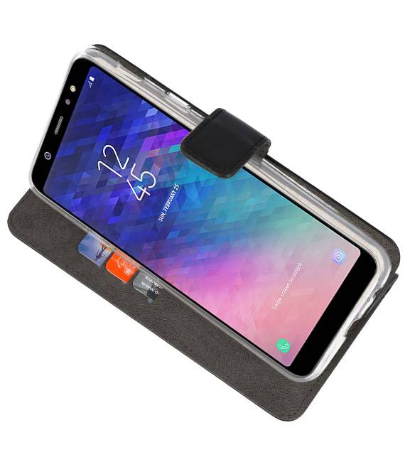 Wallet Cases Tasche für Galaxy A6 Plus (2018) Schwarz