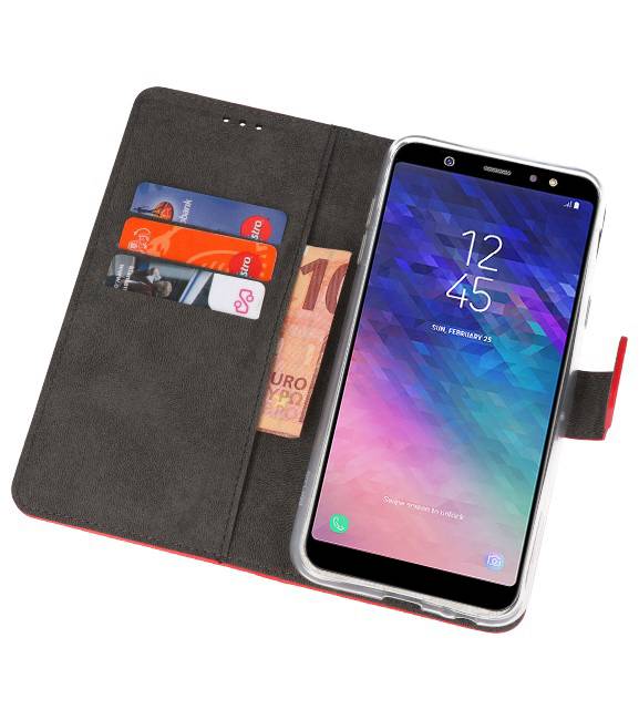 Wallet Cases Hoesje voor Galaxy A6 Plus (2018) Rood