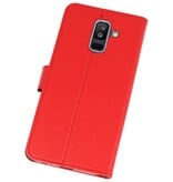 Wallet Cases Hoesje voor Galaxy A6 Plus (2018) Rood