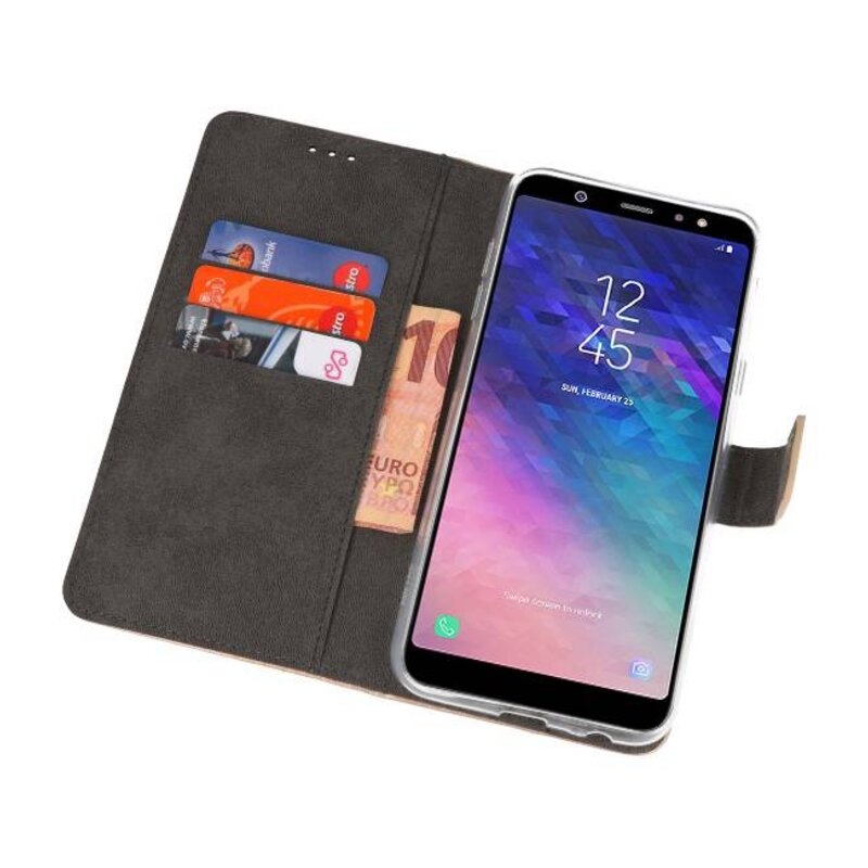 Wallet Cases Hoesje voor Galaxy A6 Plus (2018) Goud