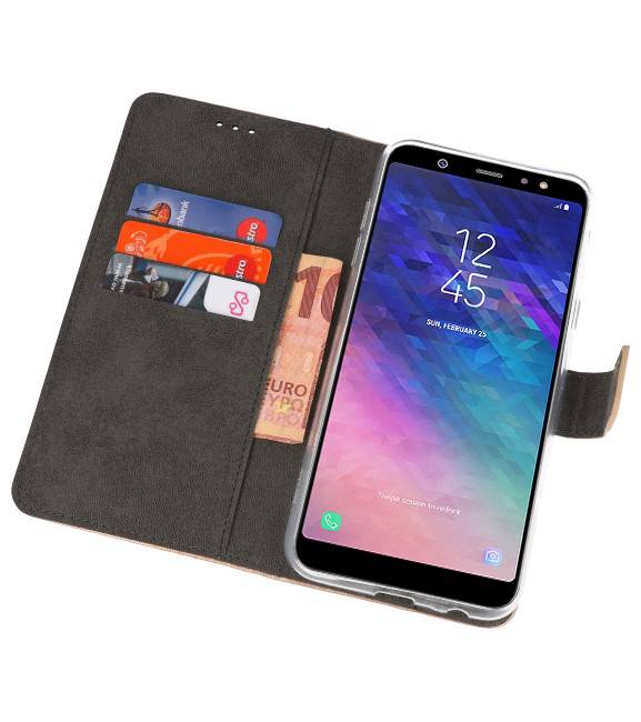 Wallet Cases Hülle für Galaxy A6 Plus (2018) Gold