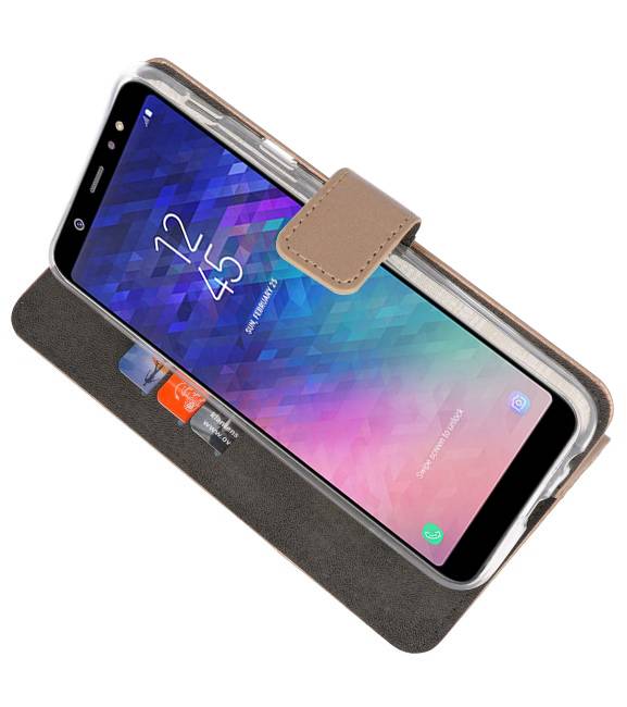 Wallet Cases Hülle für Galaxy A6 Plus (2018) Gold