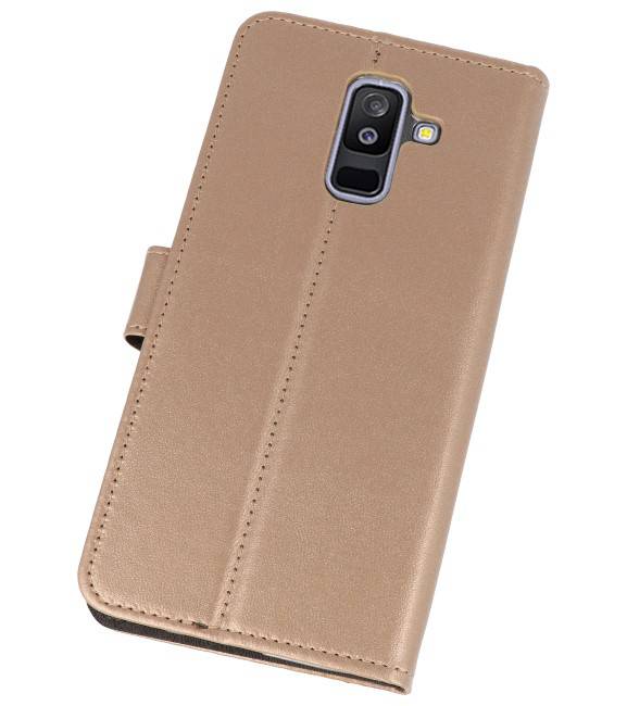 Wallet Cases Hoesje voor Galaxy A6 Plus (2018) Goud