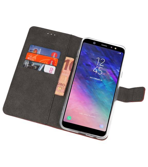 Wallet Cases Hoesje voor Galaxy A6 Plus (2018) Bruin