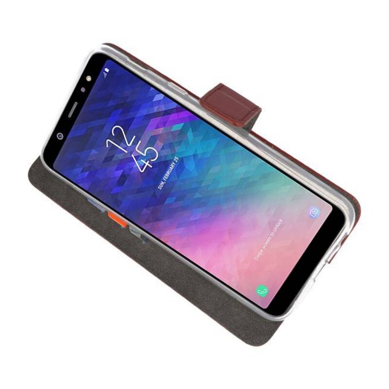 Wallet Cases Hoesje voor Galaxy A6 Plus (2018) Bruin