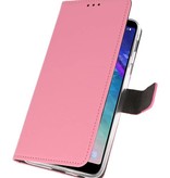 Wallet Cases Hoesje voor Galaxy A6 Plus (2018) Roze