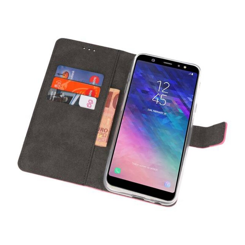 Wallet Cases Hoesje voor Galaxy A6 Plus (2018) Roze