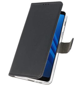 Wallet Cases Hülle für Galaxy A8 Plus 2018 Schwarz