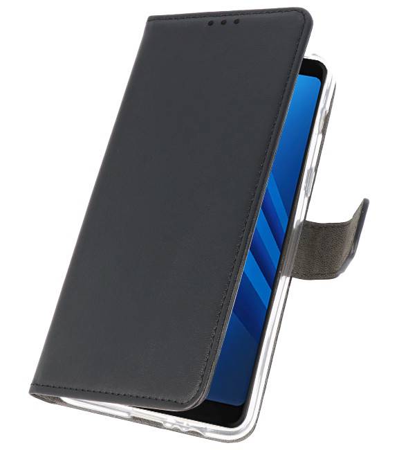 Wallet Cases Hülle für Galaxy A8 Plus 2018 Schwarz