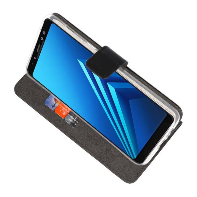 Étuis portefeuille pour Galaxy A8 Plus 2018 Noir