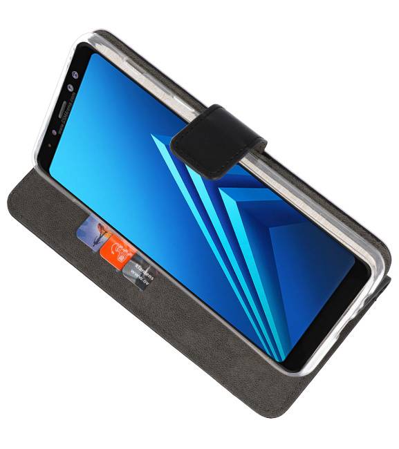 Wallet Cases Hülle für Galaxy A8 Plus 2018 Schwarz