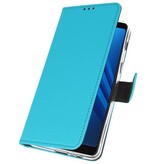 Wallet Cases Hülle für Galaxy A8 Plus 2018 Blau